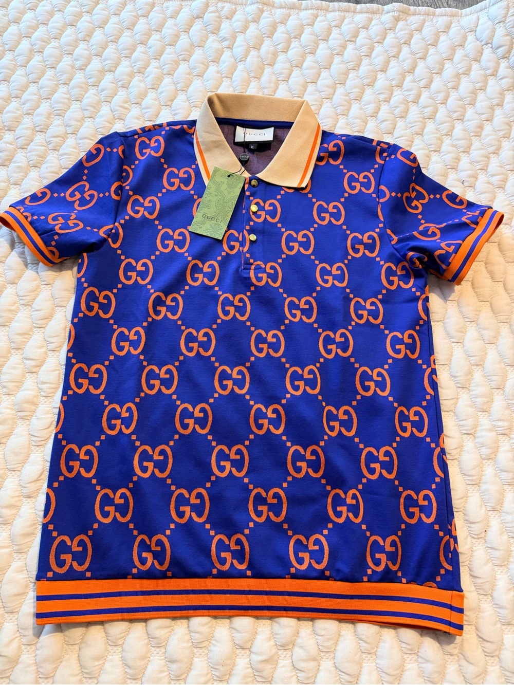 Gucci Blue and Orange GG Logo Polo - Picture 3 of 5